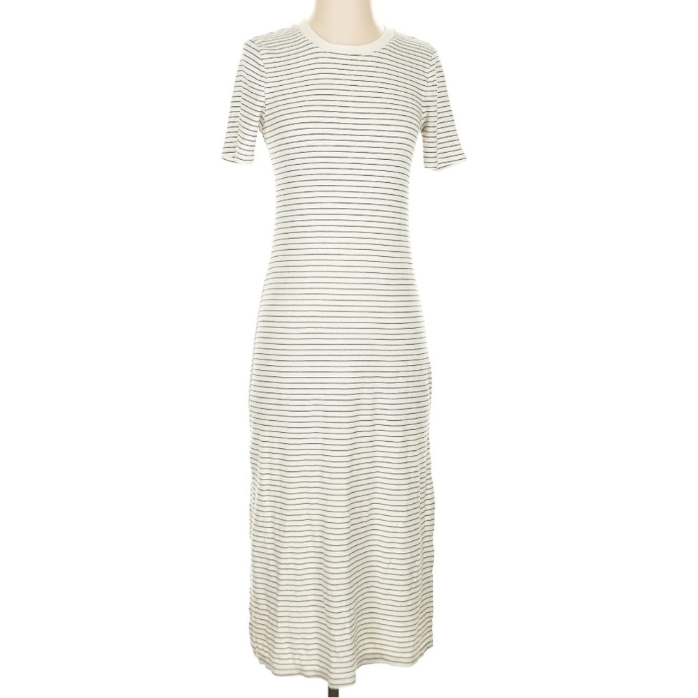 Striped Short Sleeve Midi Dress